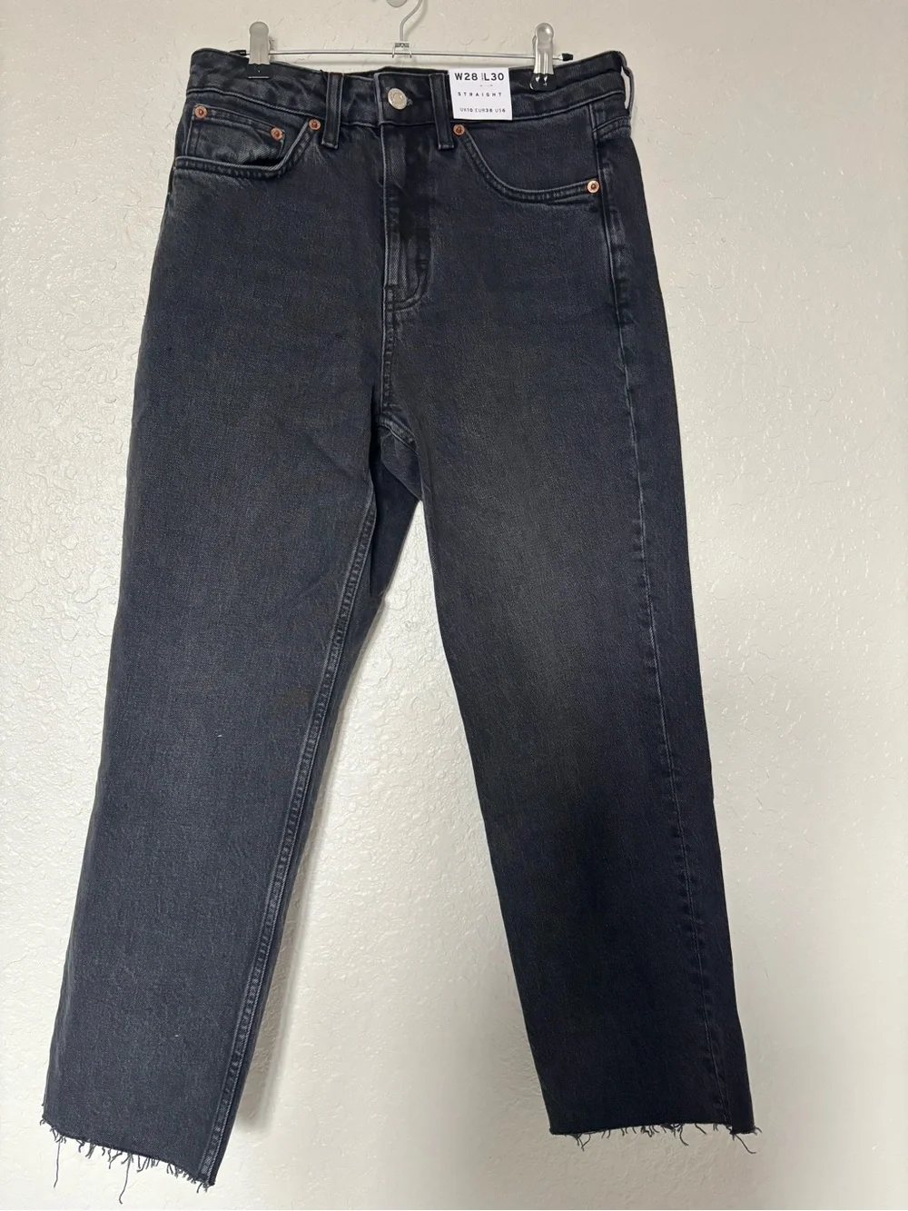 Topshop Black Straight-Leg Jeans - Picture 3 of 8